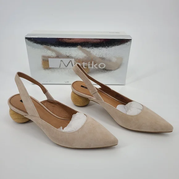 Matiko Cream Leather Slingback Heels - Picture 2 of 10